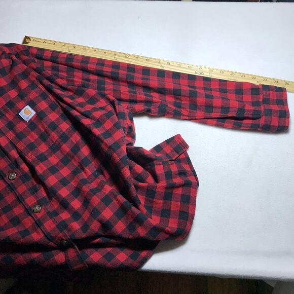 Carhartt 2X rugged flex loose fit red plaid long sleeve button up lumberjack - Picture 6 of 10